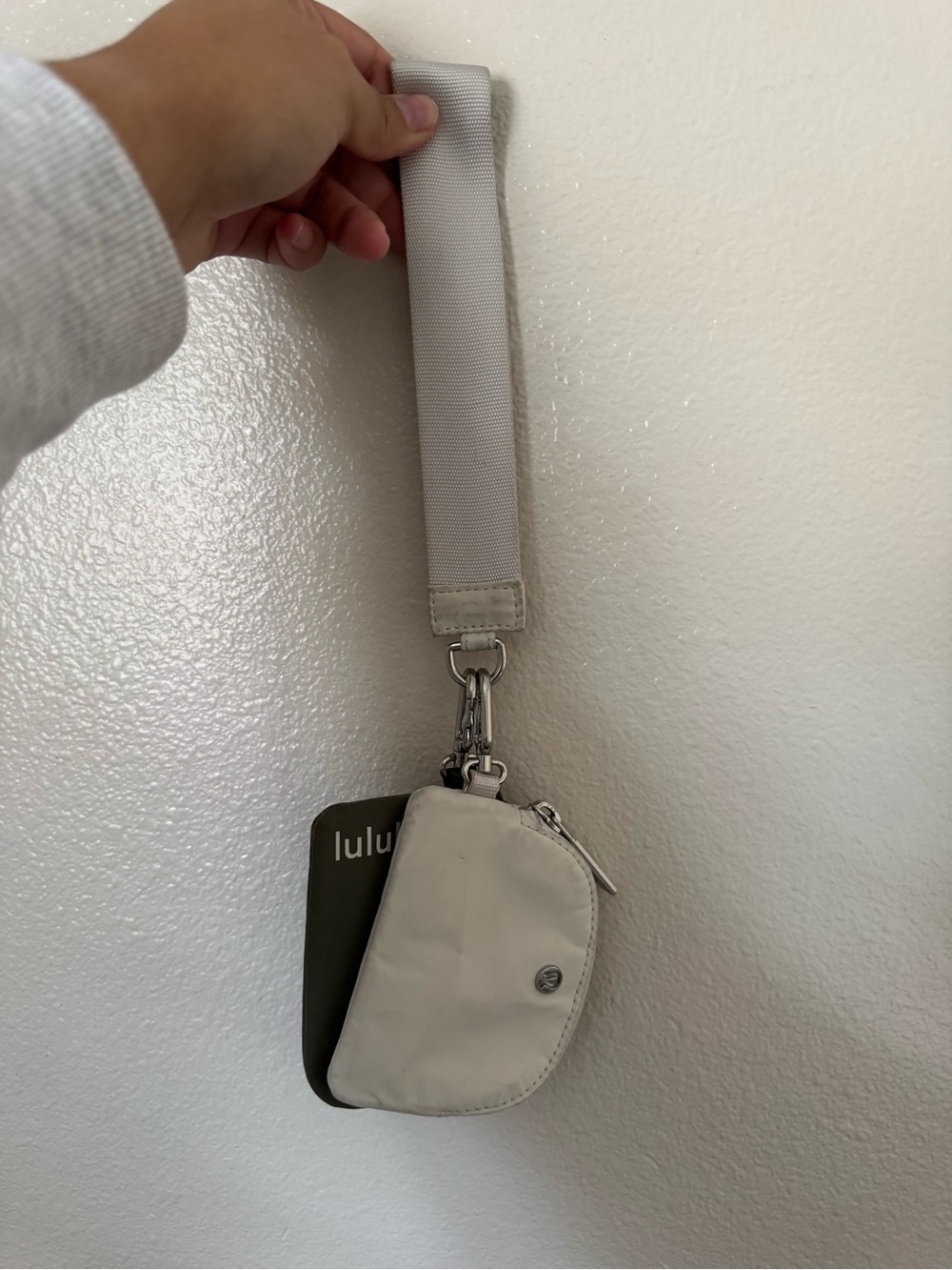 lululemon athletica Dual Pouch Wristlet in Olive Green and Light Pink